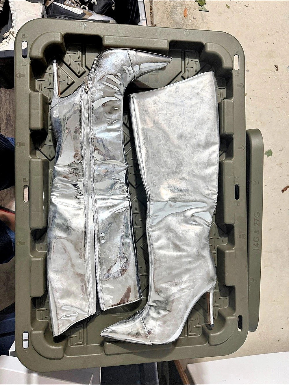 Knee High Boots Silver Over-the-Knee Boots